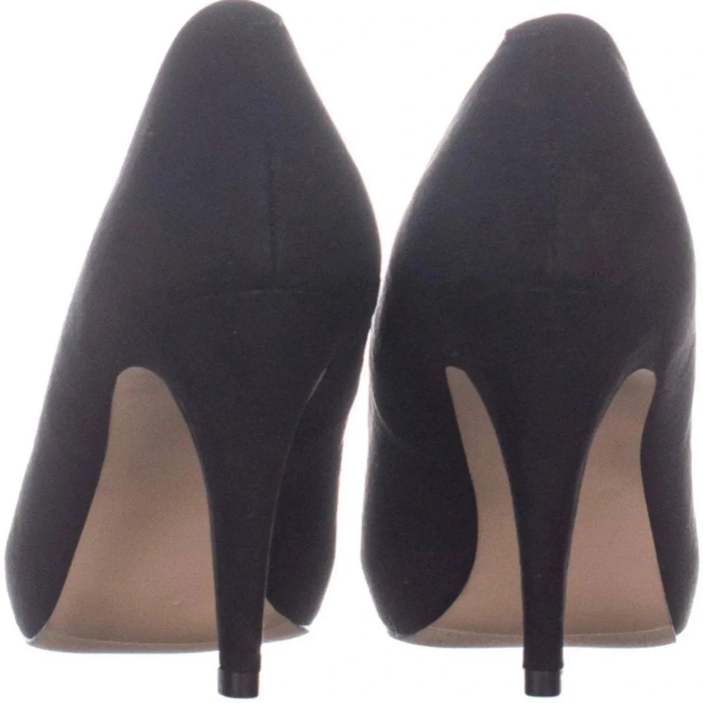 Sleek Stilettos Heels Classy & Sexy Black Pump Round Almond Toe Faux Suede Pumps